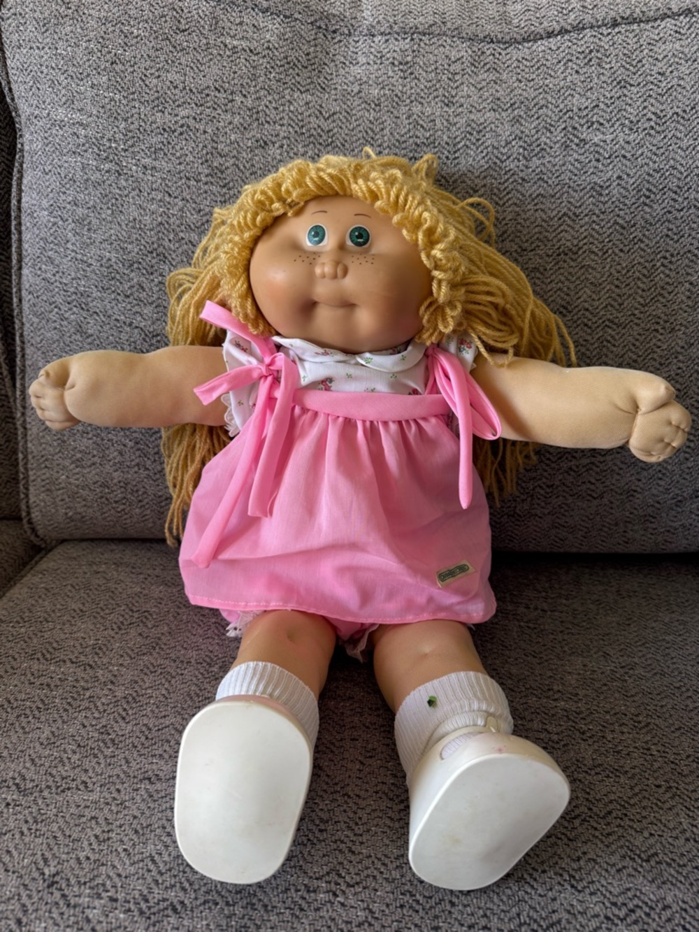 Cabbage Patch Doll with Blonde Yarn Hair w freckles